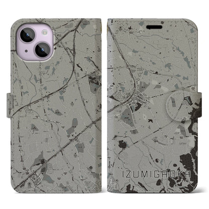 【泉ケ丘（大阪府）】地図柄iPhoneケース（手帳タイプ）モノトーン・iPhone 14 用