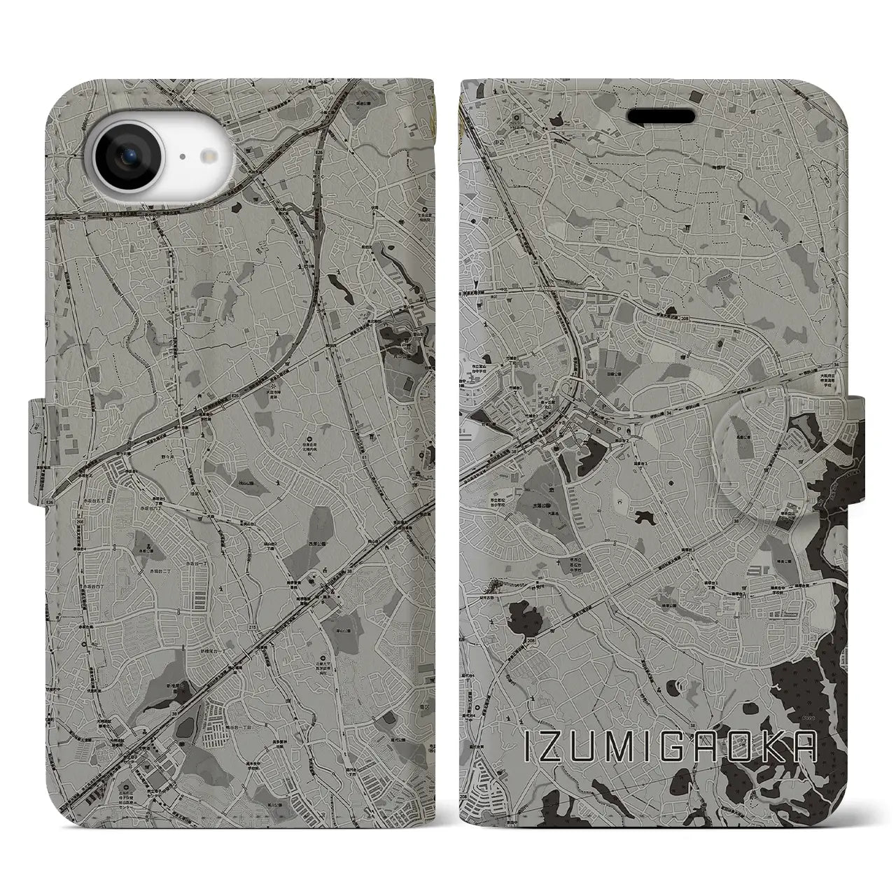 【泉ケ丘（大阪府）】地図柄iPhoneケース（手帳タイプ）