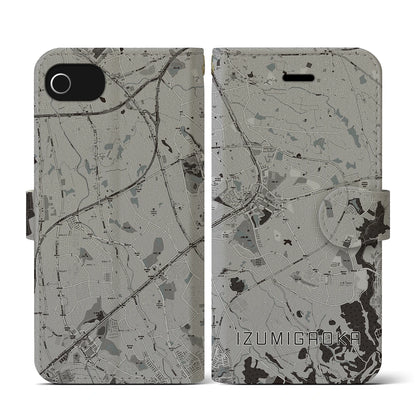 【泉ケ丘（大阪府）】地図柄iPhoneケース（手帳タイプ）モノトーン・iPhone SE（第3 / 第2世代） / 8 / 7 / 6s / 6 用