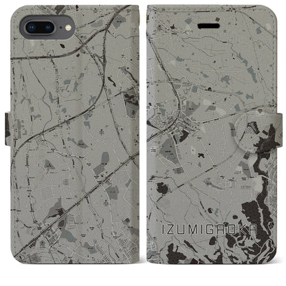 【泉ケ丘（大阪府）】地図柄iPhoneケース（手帳タイプ）モノトーン・iPhone 8Plus /7Plus / 6sPlus / 6Plus 用