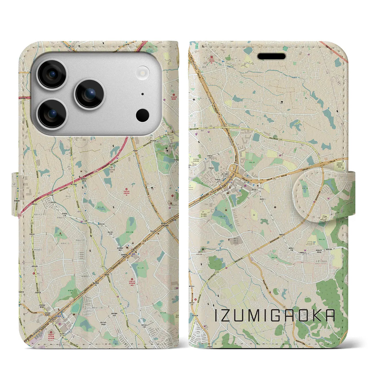 【泉ケ丘（大阪府）】地図柄iPhoneケース（手帳タイプ）