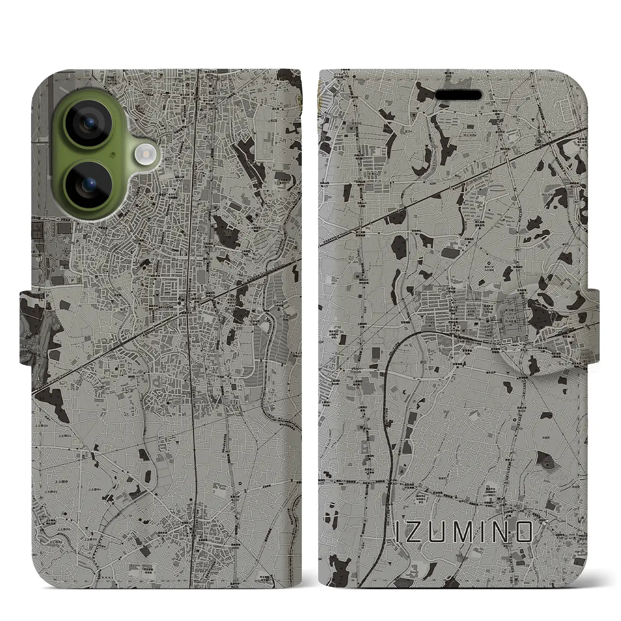【いずみ野（神奈川県）】地図柄iPhoneケース（手帳タイプ）