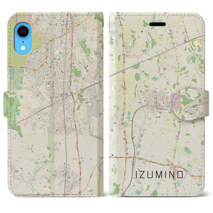 【いずみ野（神奈川県）】地図柄iPhoneケース（手帳タイプ）ナチュラル・iPhone XR 用