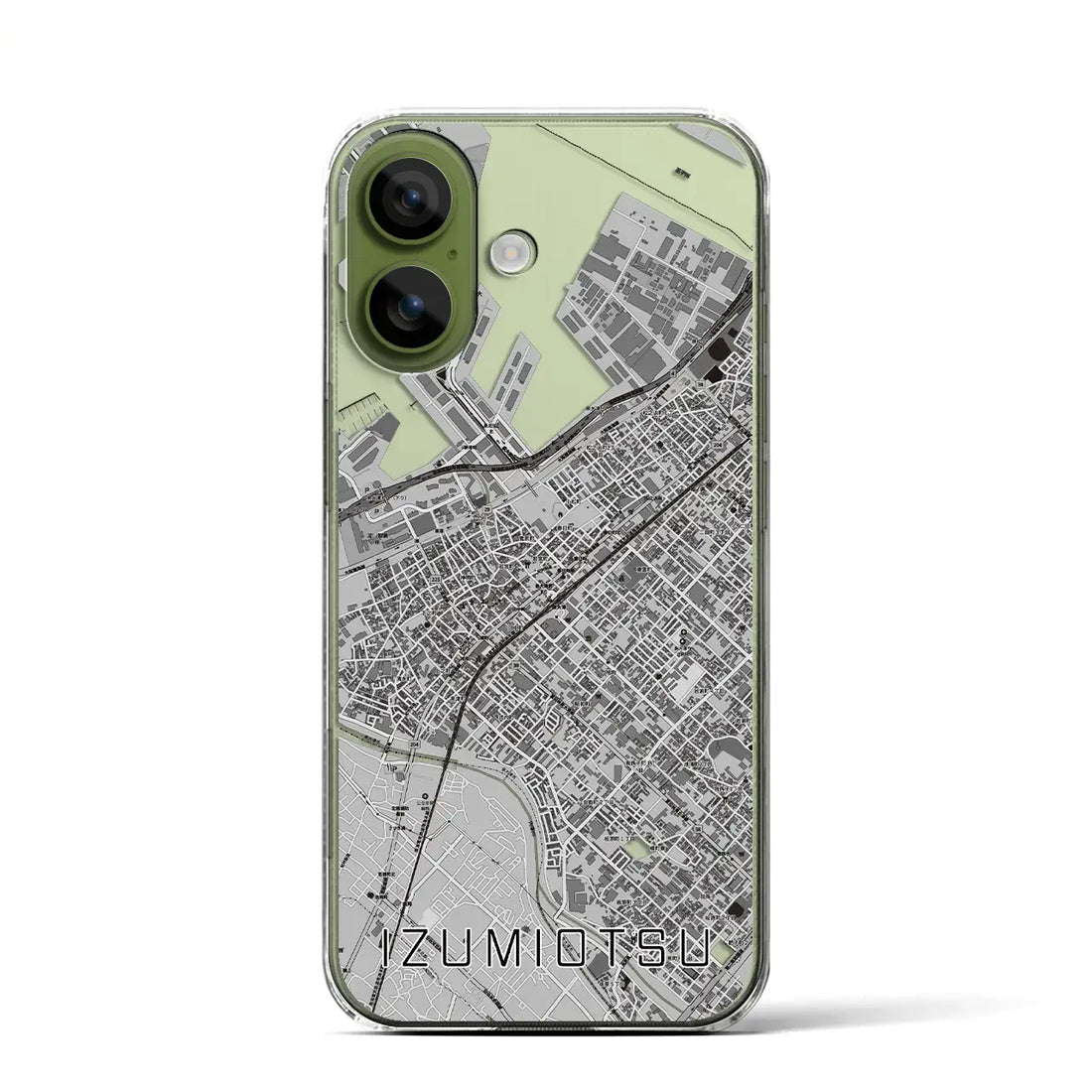 【泉大津（大阪府）】地図柄iPhoneケース（クリアタイプ）モノトーン・iPhone 17 Pro Max 用