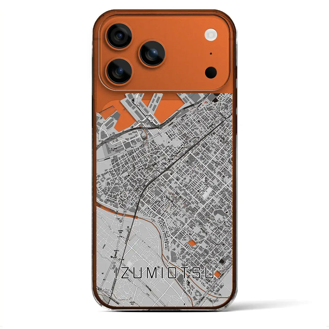 【泉大津（大阪府）】地図柄iPhoneケース（クリアタイプ）モノトーン・iPhone 17 Pro Max 用