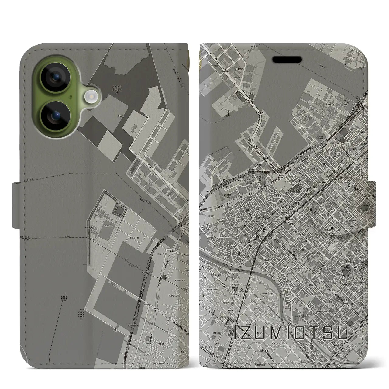 【泉大津（大阪府）】地図柄iPhoneケース（手帳タイプ）