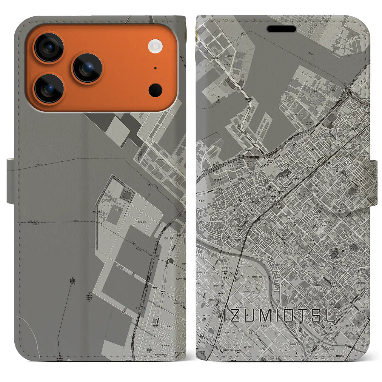 【泉大津（大阪府）】地図柄iPhoneケース（手帳タイプ）