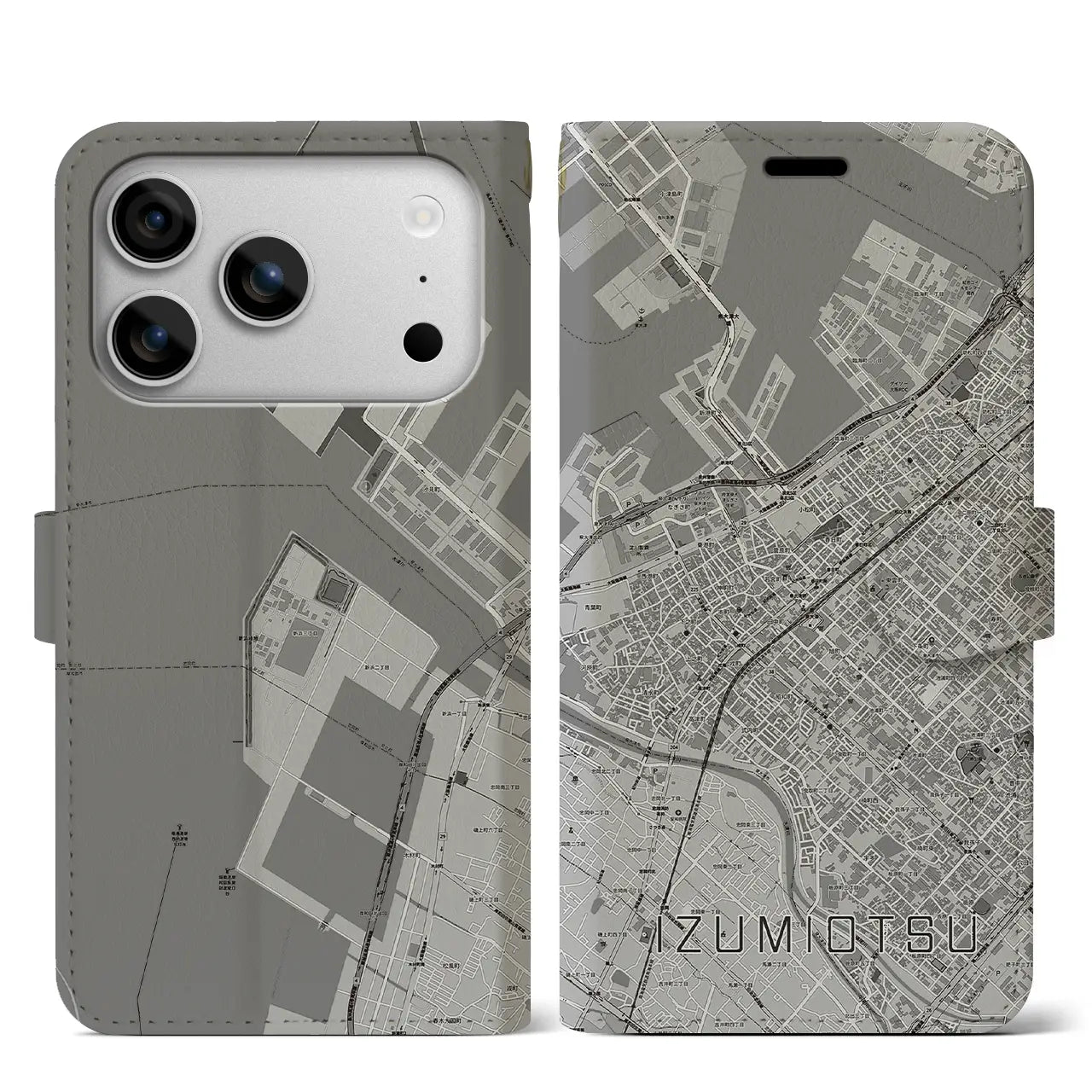 【泉大津（大阪府）】地図柄iPhoneケース（手帳タイプ）