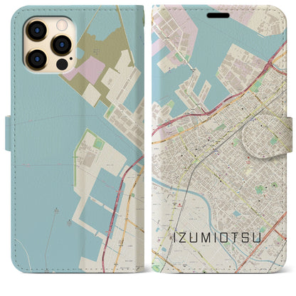 【泉大津（大阪府）】地図柄iPhoneケース（手帳タイプ）ナチュラル・iPhone 12 Pro Max 用