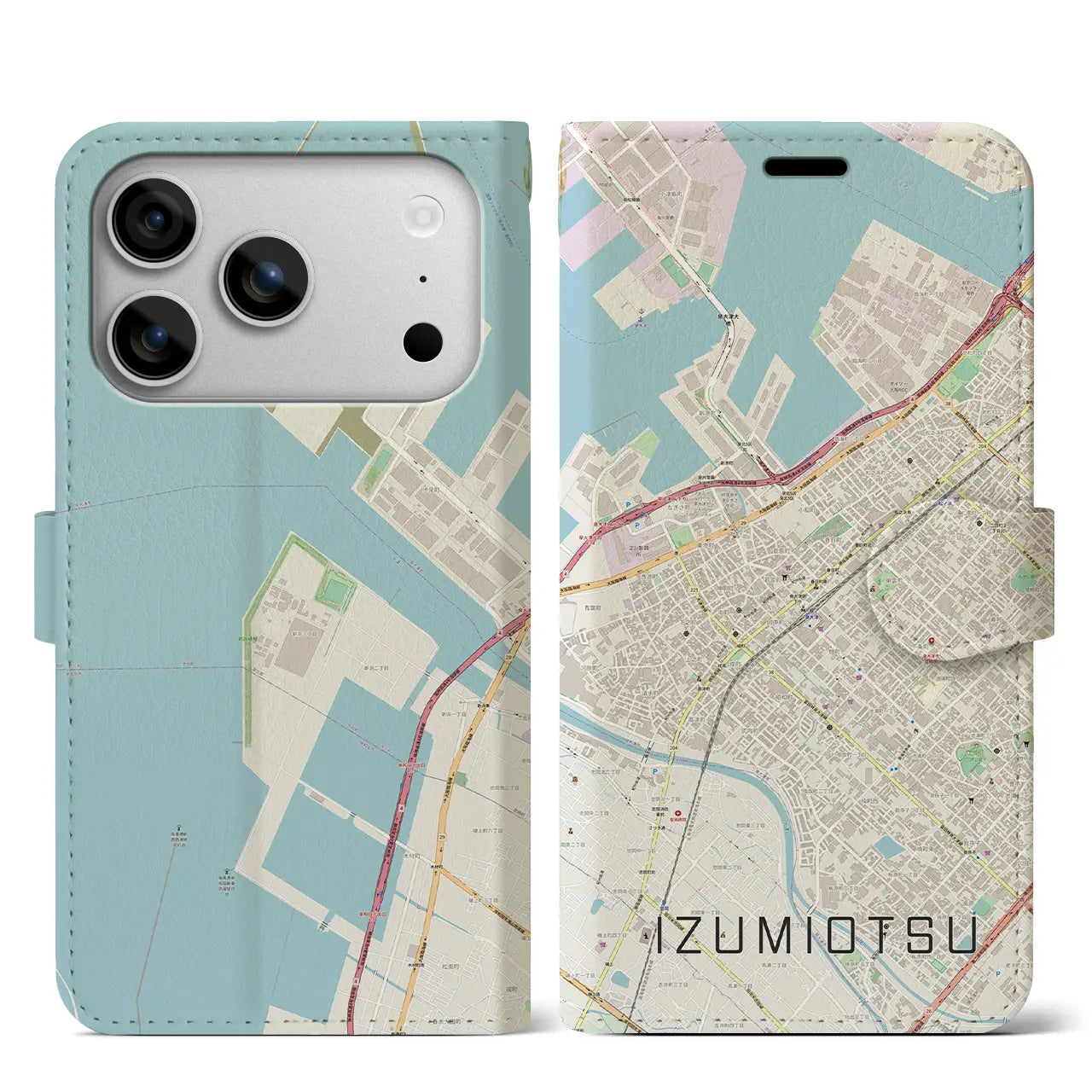 【泉大津（大阪府）】地図柄iPhoneケース（手帳タイプ）