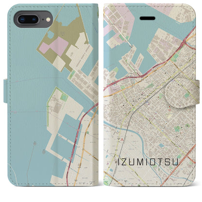 【泉大津（大阪府）】地図柄iPhoneケース（手帳タイプ）ナチュラル・iPhone 8Plus /7Plus / 6sPlus / 6Plus 用
