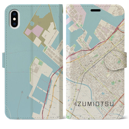 【泉大津（大阪府）】地図柄iPhoneケース（手帳タイプ）ナチュラル・iPhone XS Max 用