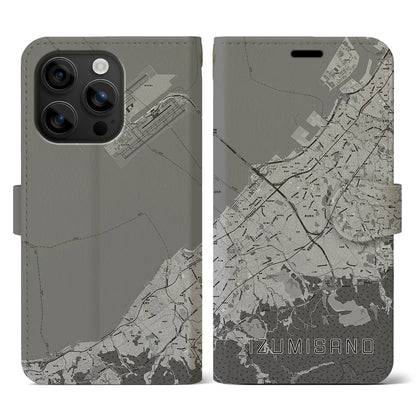 【泉佐野（大阪府）】地図柄iPhoneケース（手帳タイプ）モノトーン・iPhone 16 用