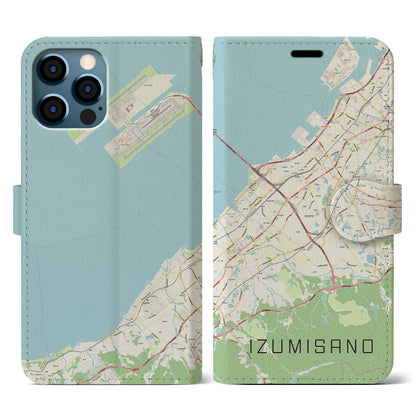 【泉佐野（大阪府）】地図柄iPhoneケース（手帳タイプ）ナチュラル・iPhone 12 / 12 Pro 用