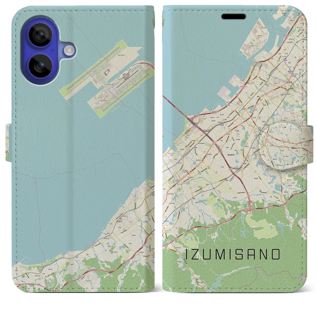 【泉佐野(大阪府)】地図柄iPhoneケース(手帳タイプ)ナチュラル・iPhone 16 Pro Max 用