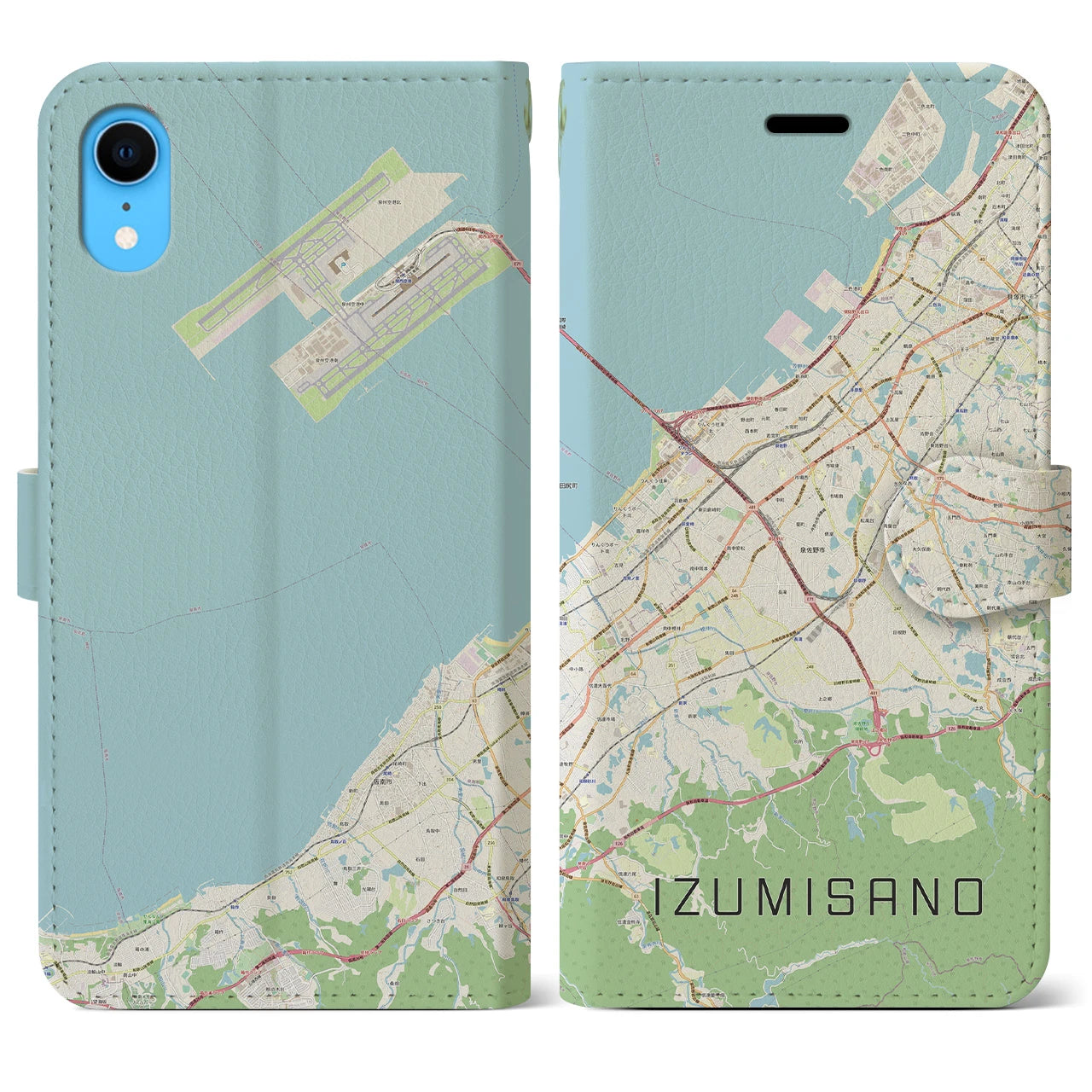 【泉佐野（大阪府）】地図柄iPhoneケース（手帳タイプ）ナチュラル・iPhone XR 用