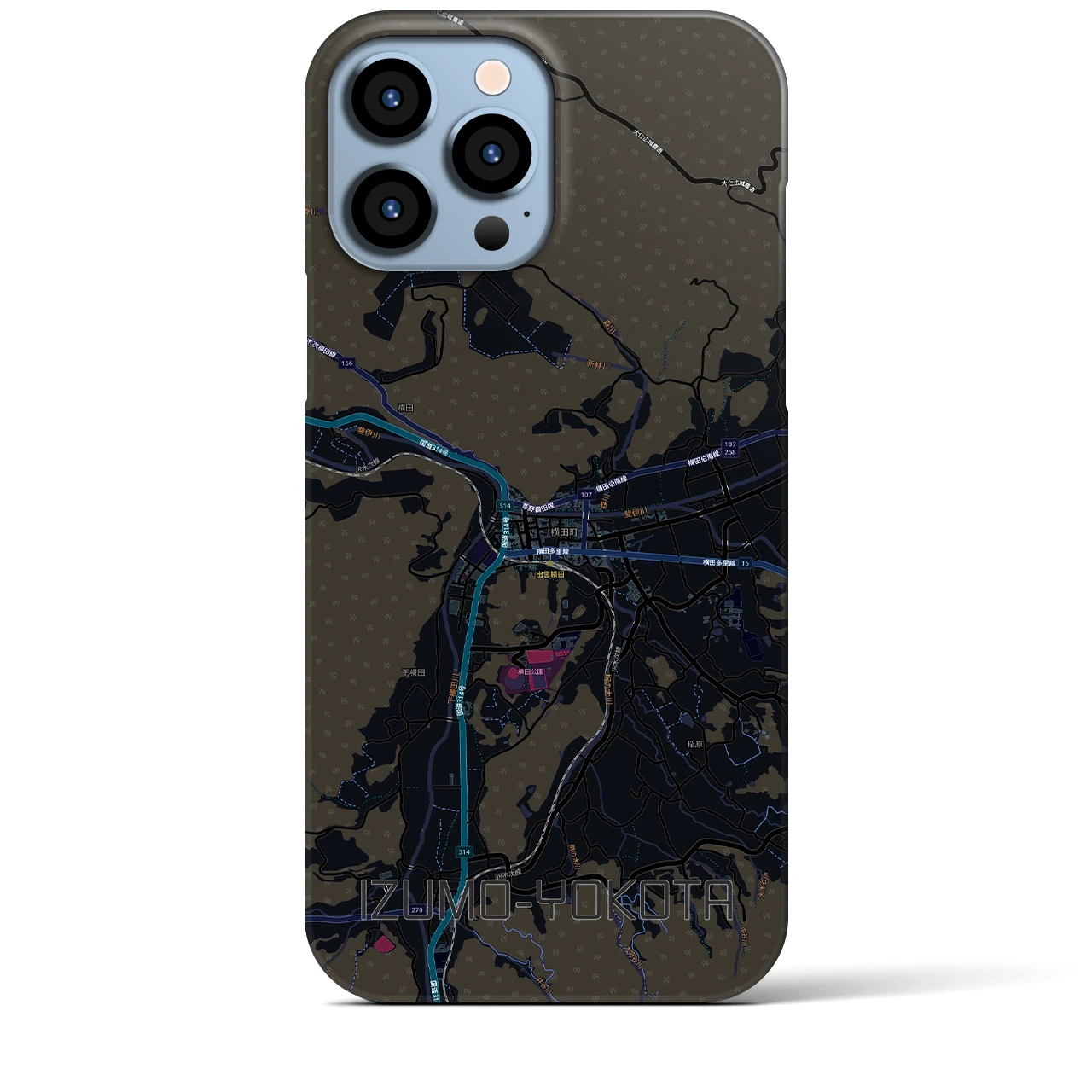 【出雲横田（島根県）】地図柄iPhoneケース（バックカバータイプ）