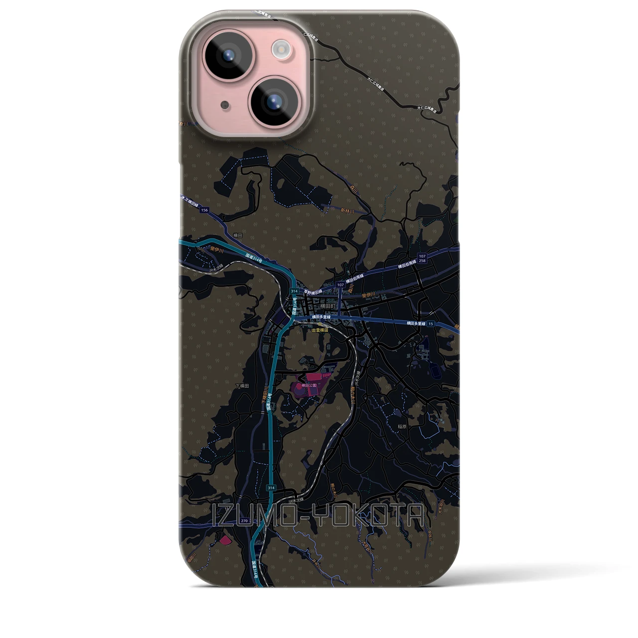 【出雲横田（島根県）】地図柄iPhoneケース（バックカバータイプ）