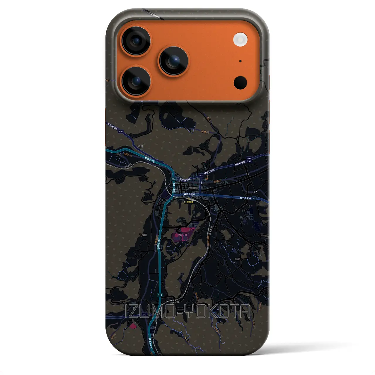 【出雲横田（島根県）】地図柄iPhoneケース（バックカバータイプ）