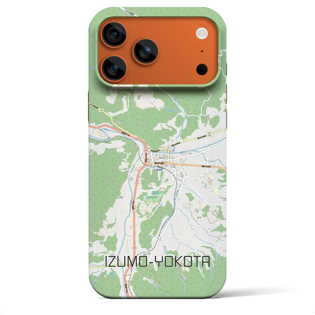 【出雲横田（島根県）】地図柄iPhoneケース（バックカバータイプ）ブラック・iPhone 17 Pro Max 用