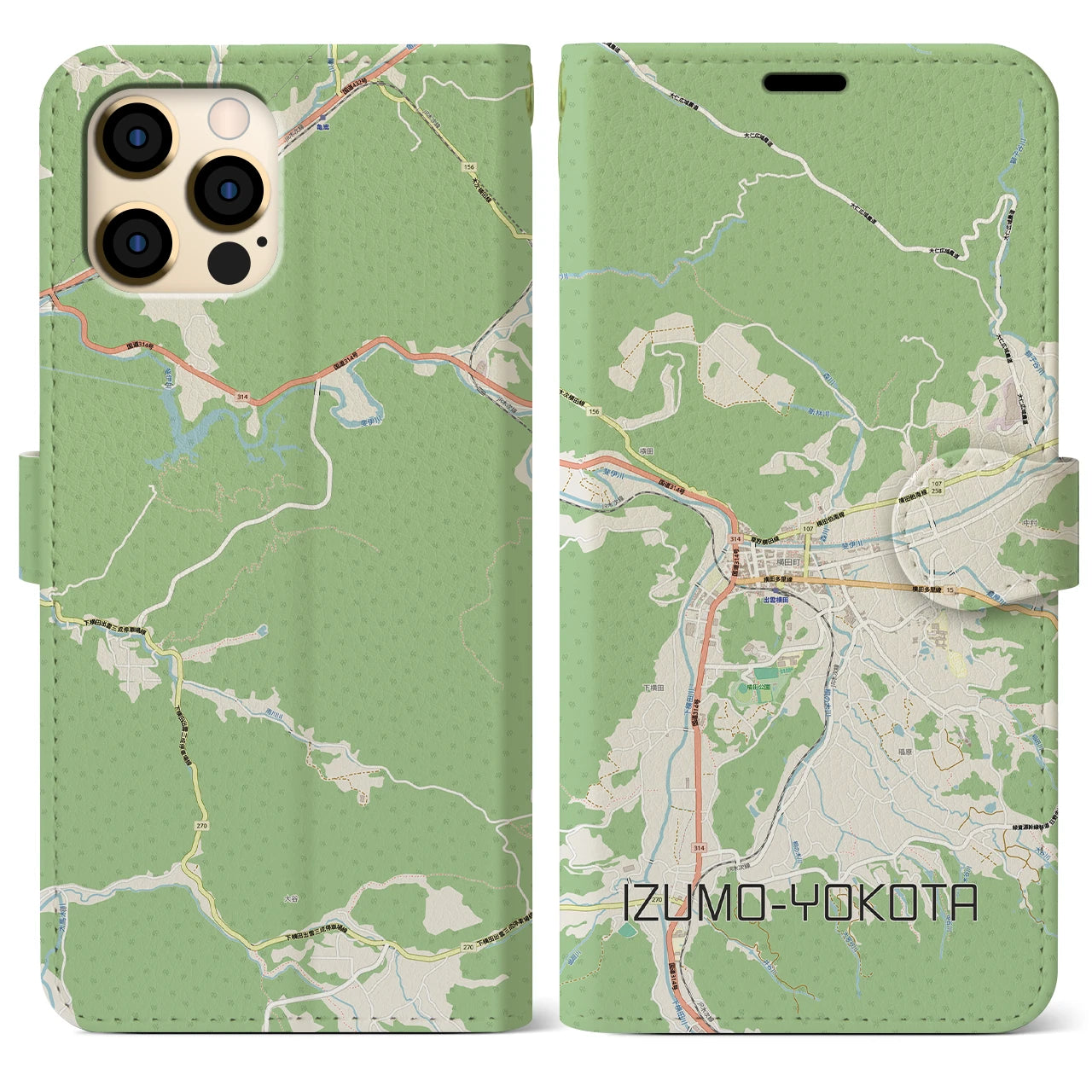 【出雲横田（島根県）】地図柄iPhoneケース（手帳タイプ）