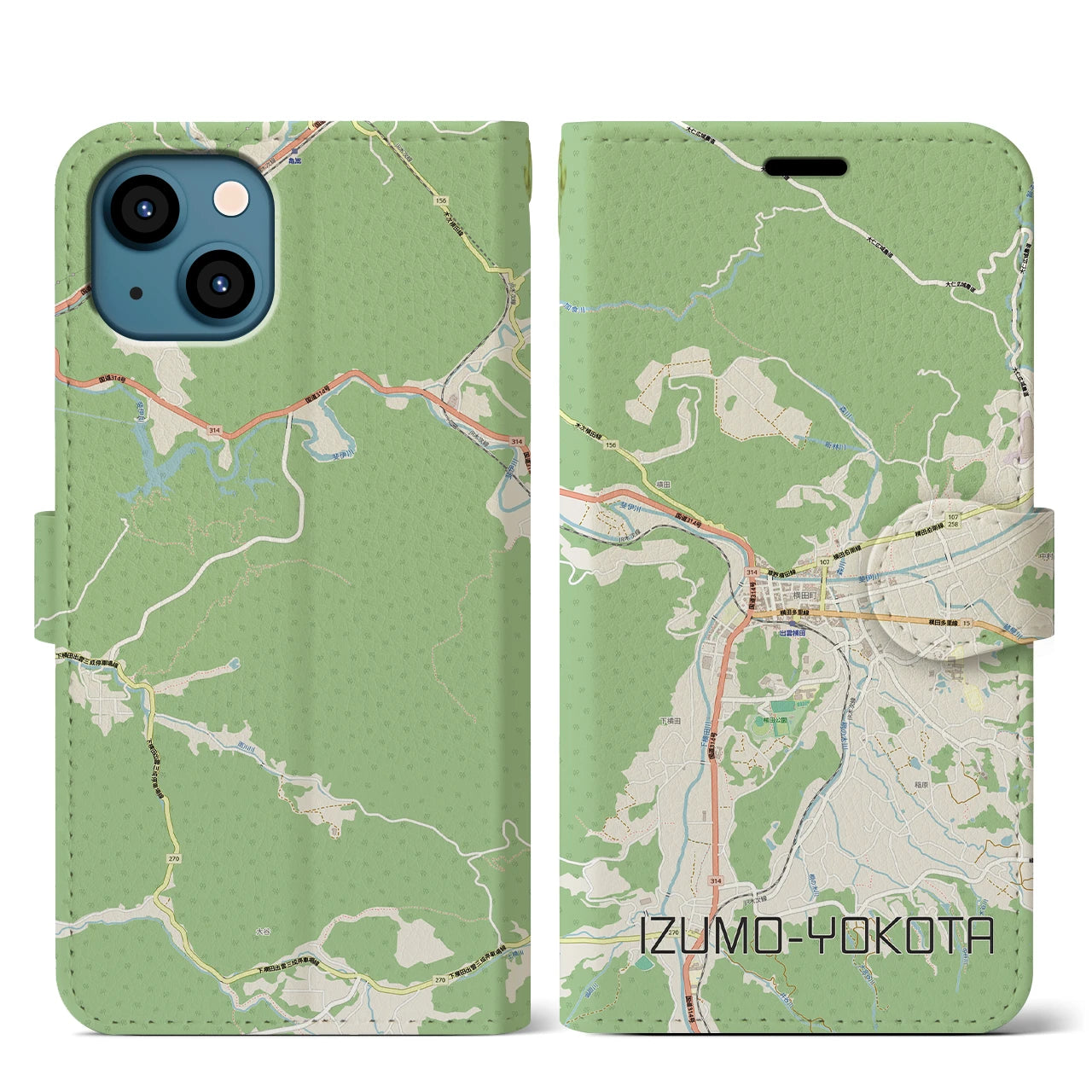【出雲横田（島根県）】地図柄iPhoneケース（手帳タイプ）