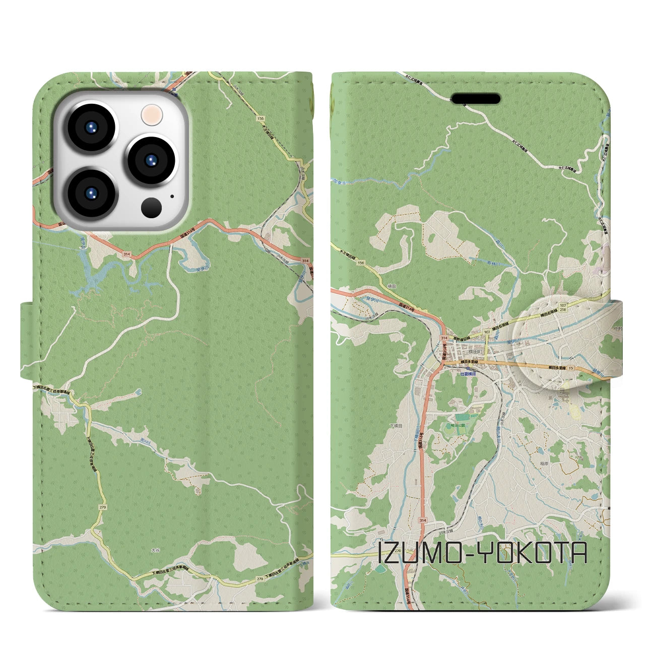 【出雲横田（島根県）】地図柄iPhoneケース（手帳タイプ）