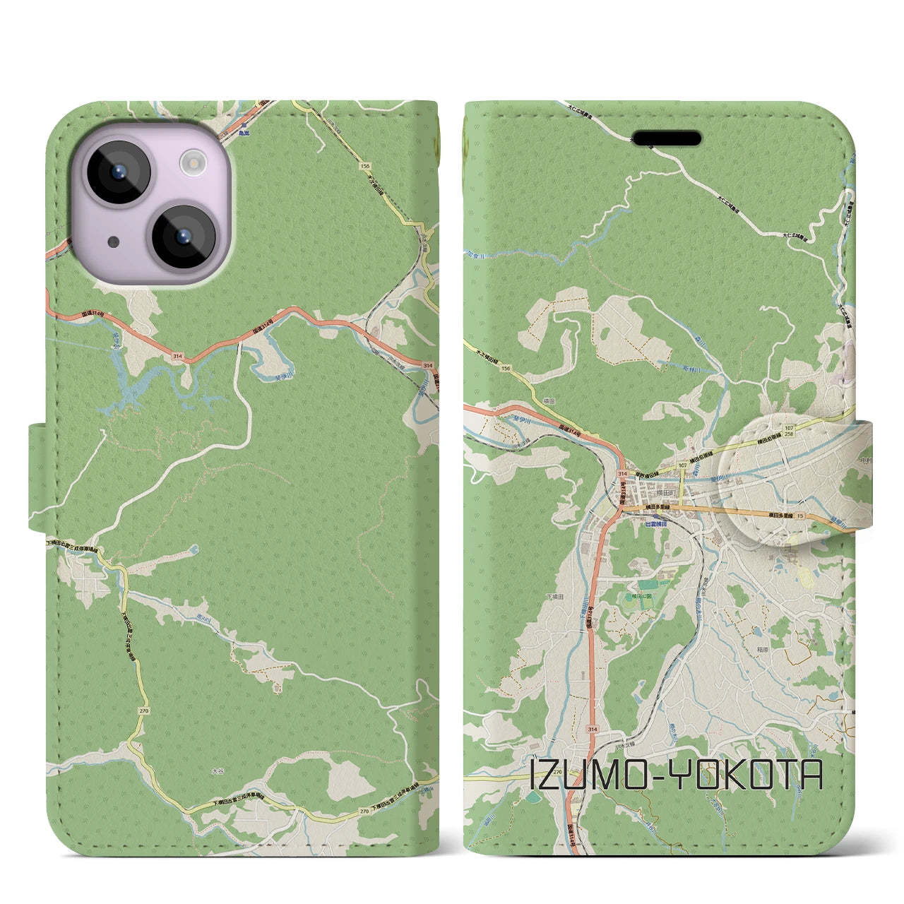 【出雲横田（島根県）】地図柄iPhoneケース（手帳タイプ）