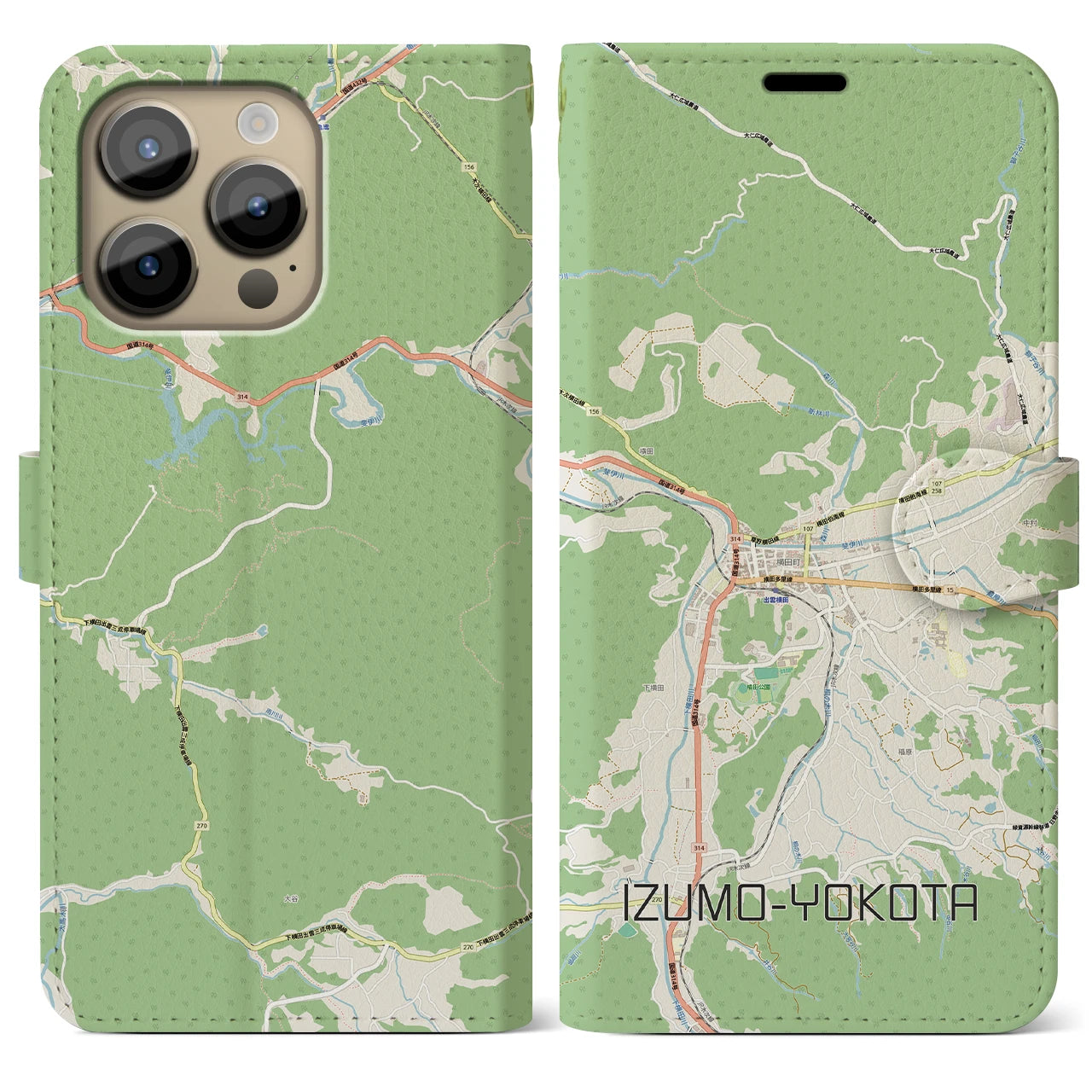 【出雲横田（島根県）】地図柄iPhoneケース（手帳タイプ）