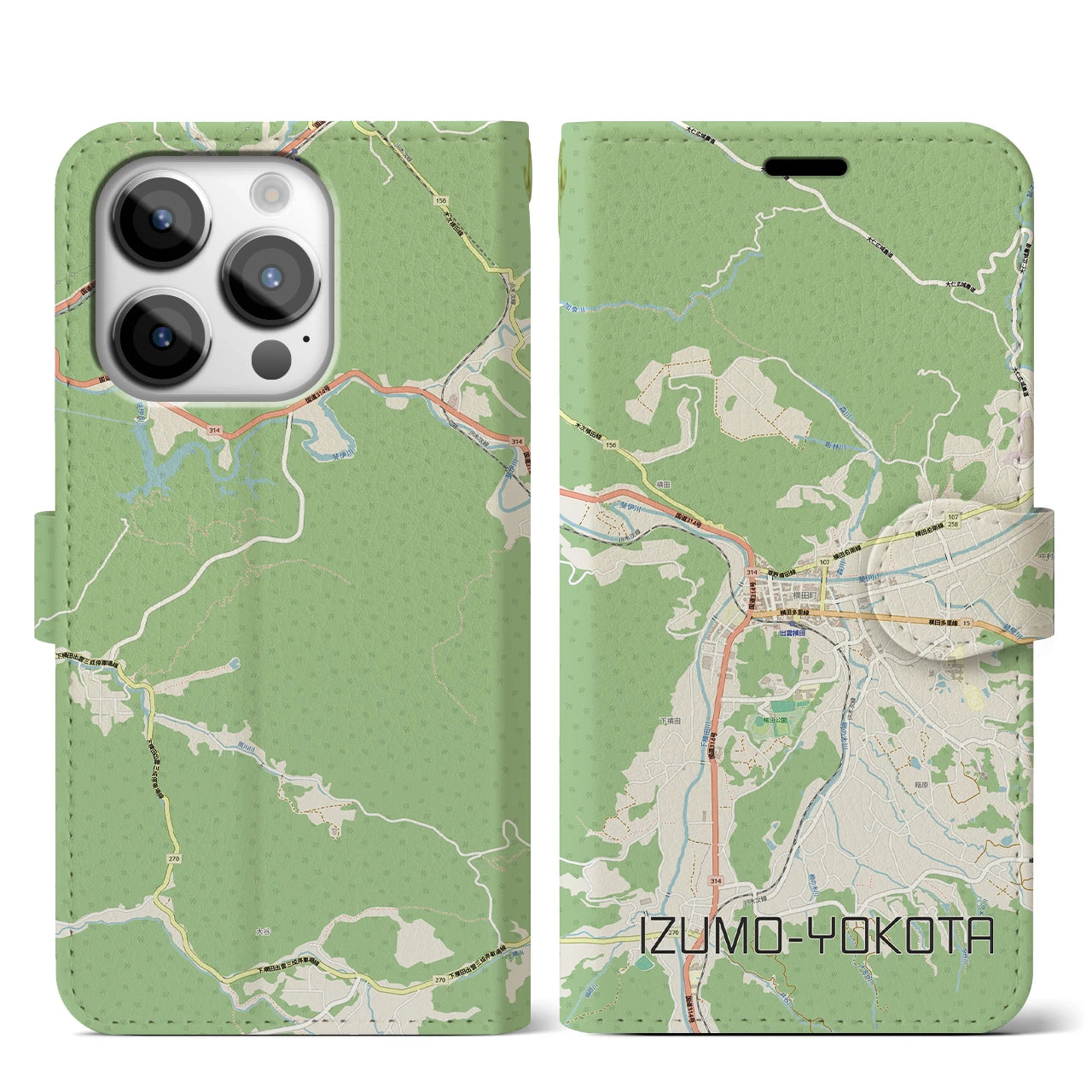 【出雲横田（島根県）】地図柄iPhoneケース（手帳タイプ）