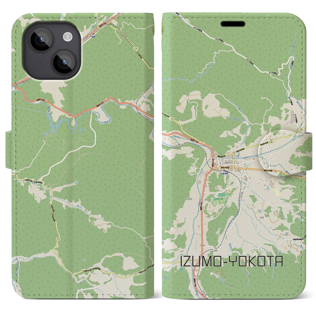 【出雲横田（島根県）】地図柄iPhoneケース（手帳タイプ）
