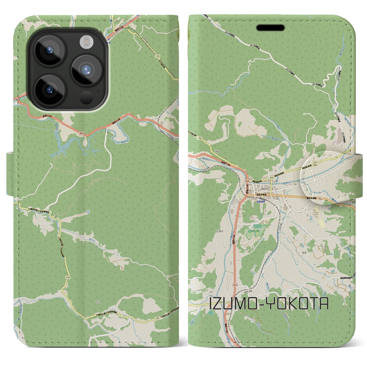 【出雲横田（島根県）】地図柄iPhoneケース（手帳タイプ）
