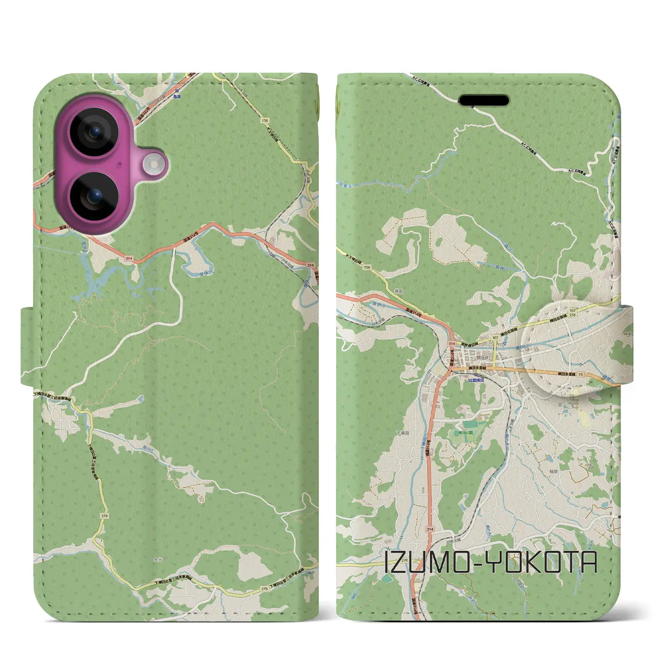 【出雲横田（島根県）】地図柄iPhoneケース（手帳タイプ）