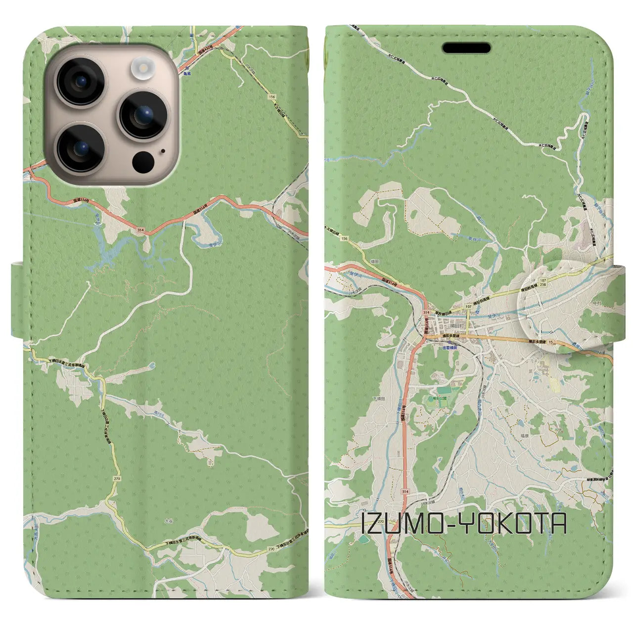 【出雲横田（島根県）】地図柄iPhoneケース（手帳タイプ）