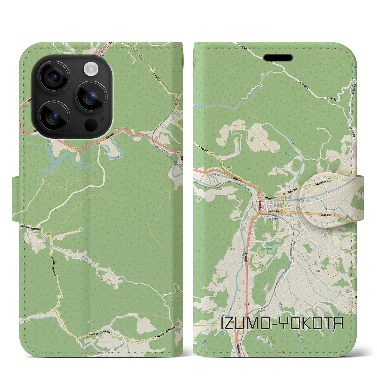 【出雲横田（島根県）】地図柄iPhoneケース（手帳タイプ）