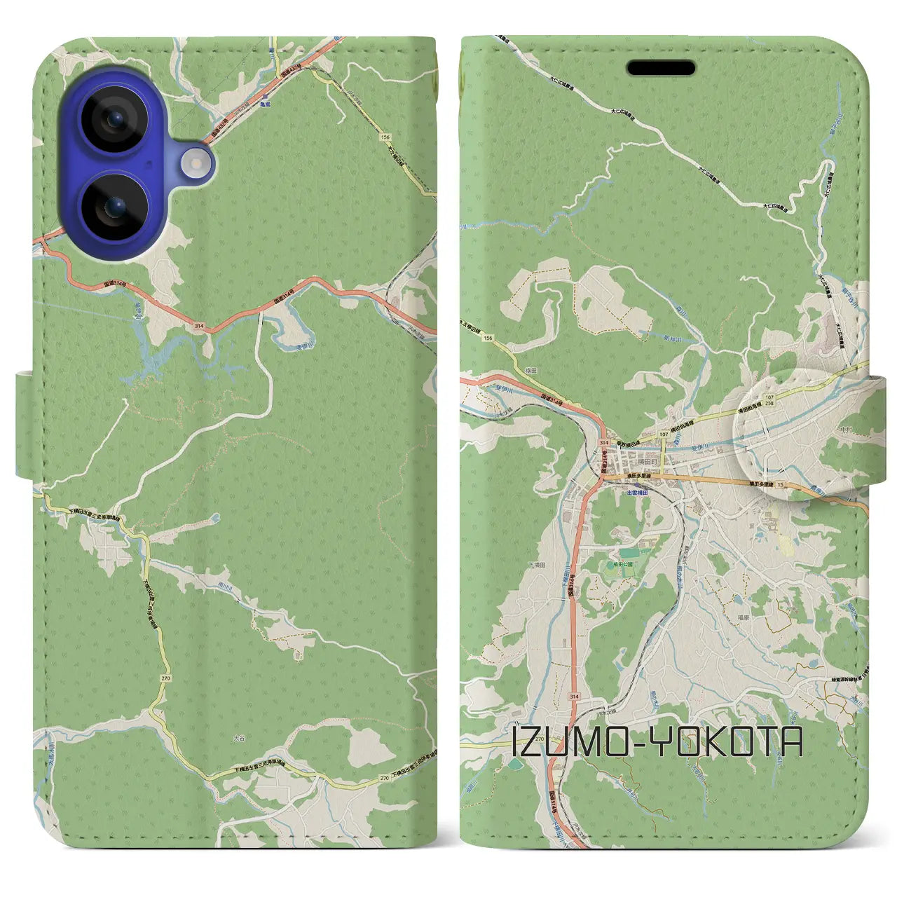 【出雲横田（島根県）】地図柄iPhoneケース（手帳タイプ）