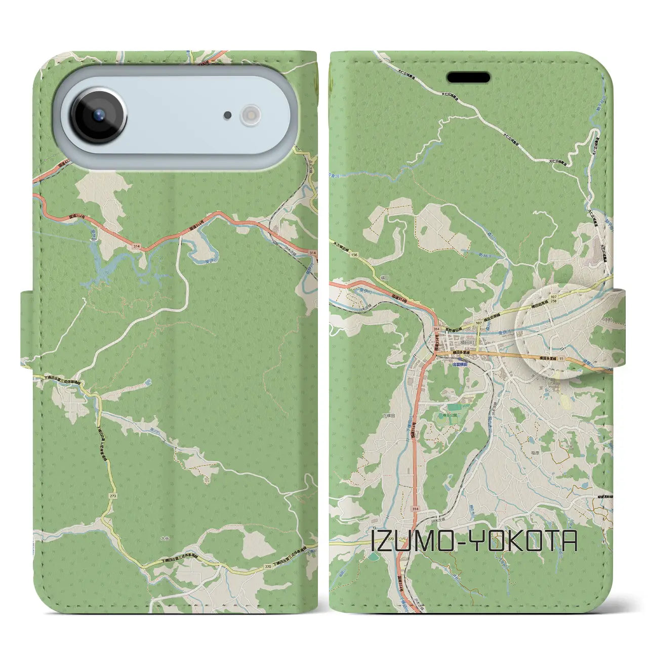【出雲横田（島根県）】地図柄iPhoneケース（手帳タイプ）