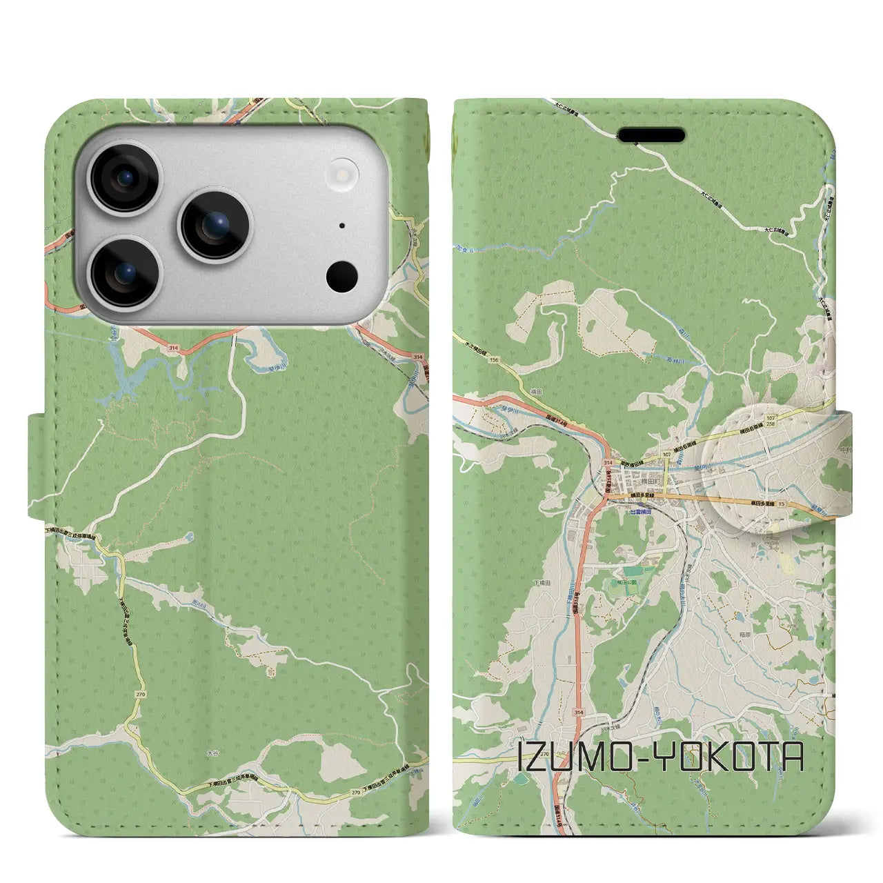 【出雲横田（島根県）】地図柄iPhoneケース（手帳タイプ）