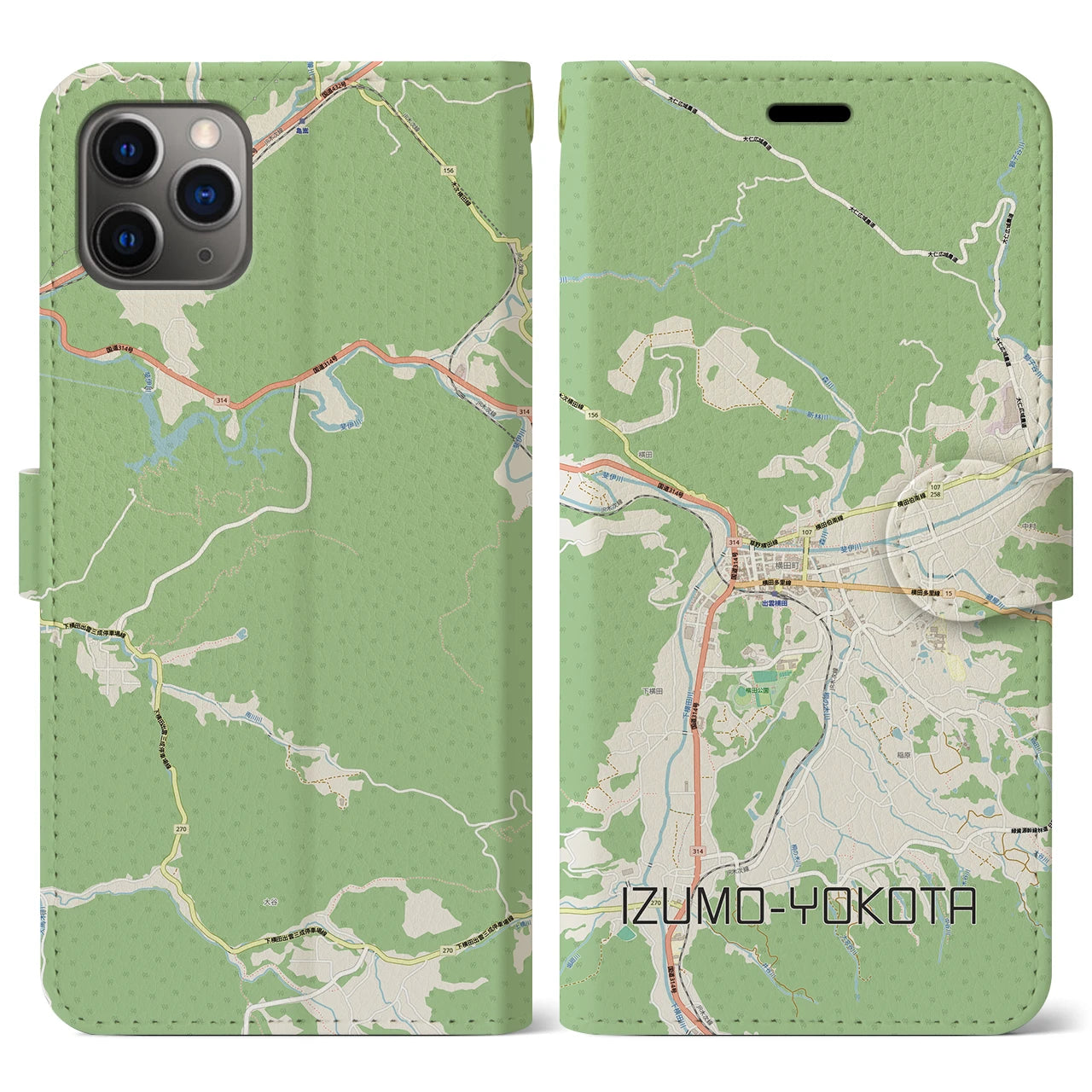 【出雲横田（島根県）】地図柄iPhoneケース（手帳タイプ）