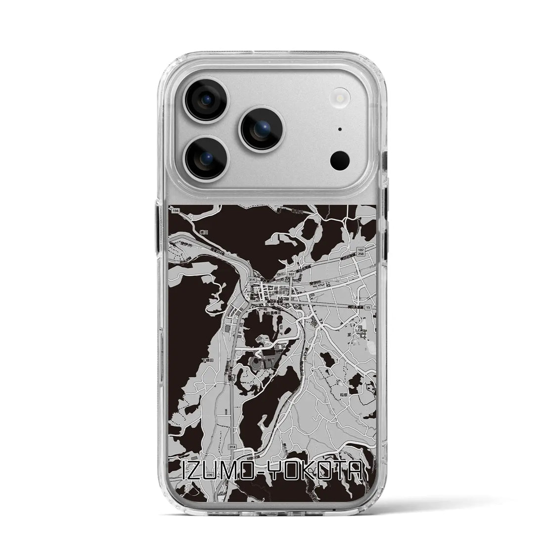 【出雲横田(島根県)】地図柄iPhoneケース(MagSafeタイプ)モノトーン・iPhone 17 Pro Max 用