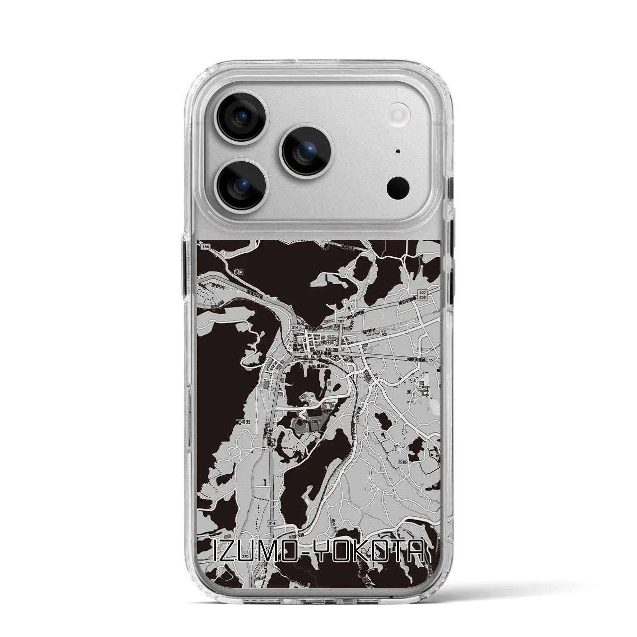 【出雲横田（島根県）】地図柄iPhoneケース（MagSafeタイプ）モノトーン・iPhone 17 Pro Max 用