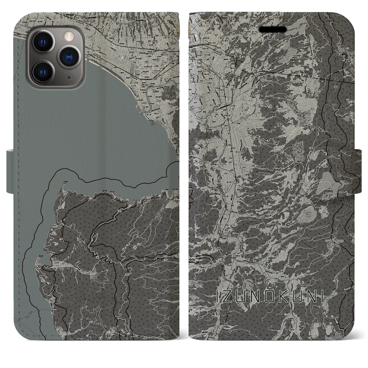 【伊豆の国（静岡県）】地図柄iPhoneケース（手帳タイプ）