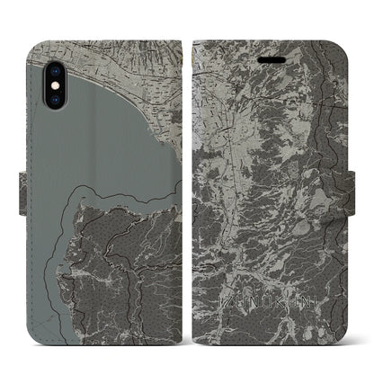 【伊豆の国（静岡県）】地図柄iPhoneケース（手帳タイプ）モノトーン・iPhone XS / X 用