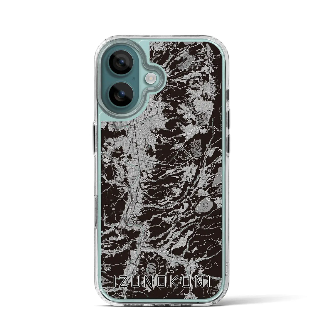 【伊豆の国（静岡県）】地図柄iPhoneケース（MagSafeタイプ）モノトーン・iPhone 16 Pro 用