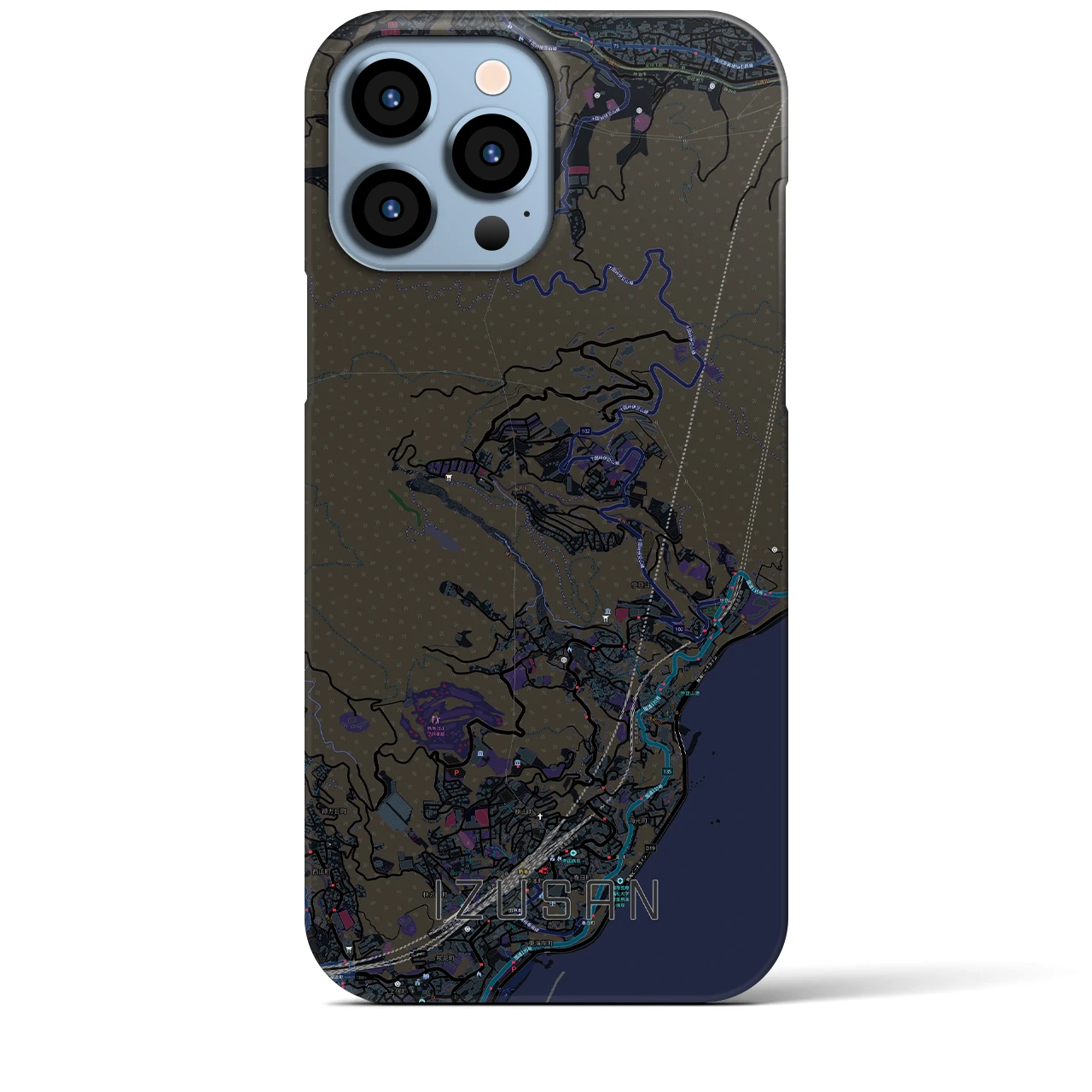 【伊豆山（静岡県）】地図柄iPhoneケース（バックカバータイプ）