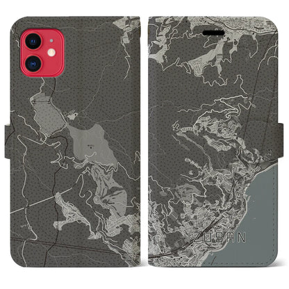 【伊豆山（静岡県）】地図柄iPhoneケース（手帳タイプ）モノトーン・iPhone 11 用