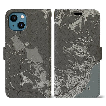 【伊豆山（静岡県）】地図柄iPhoneケース（手帳タイプ）モノトーン・iPhone 13 用