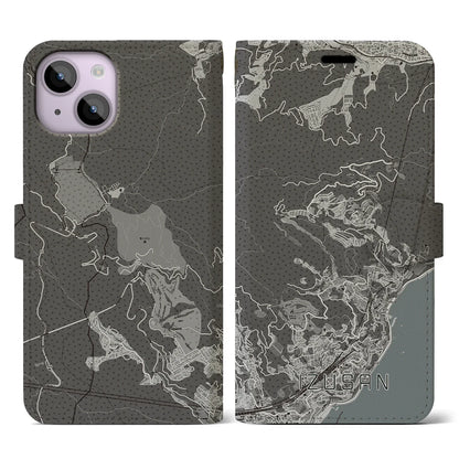 【伊豆山（静岡県）】地図柄iPhoneケース（手帳タイプ）モノトーン・iPhone 14 用