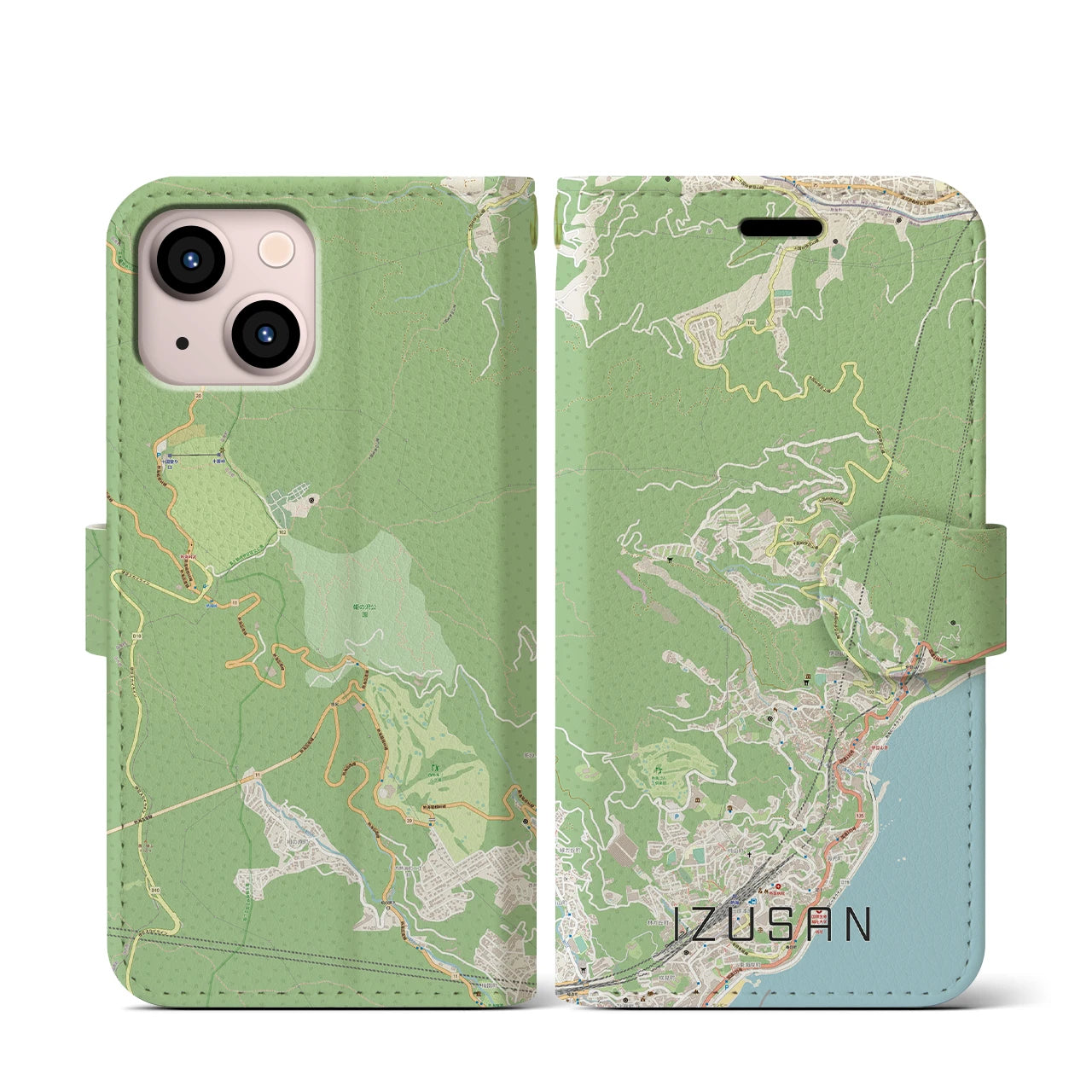【伊豆山（静岡県）】地図柄iPhoneケース（手帳タイプ）