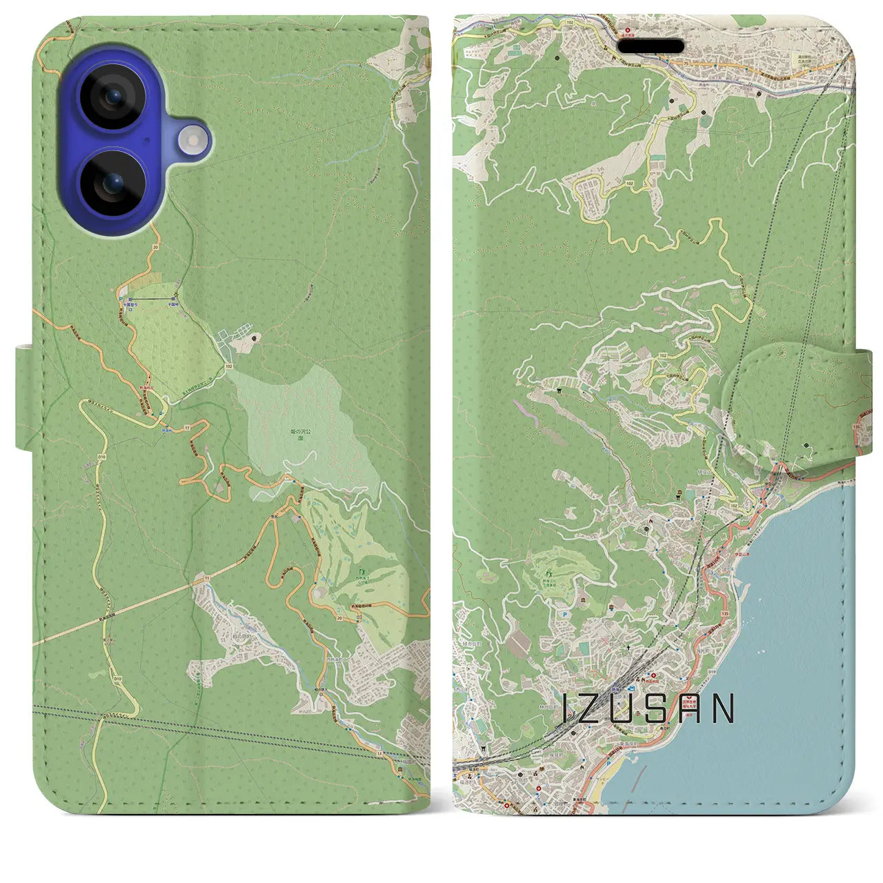 【伊豆山（静岡県）】地図柄iPhoneケース（手帳タイプ）